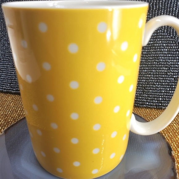 Kate Spade Mug Yellow and White Polka Dot Lenox (C21) - Picture 3 of 12